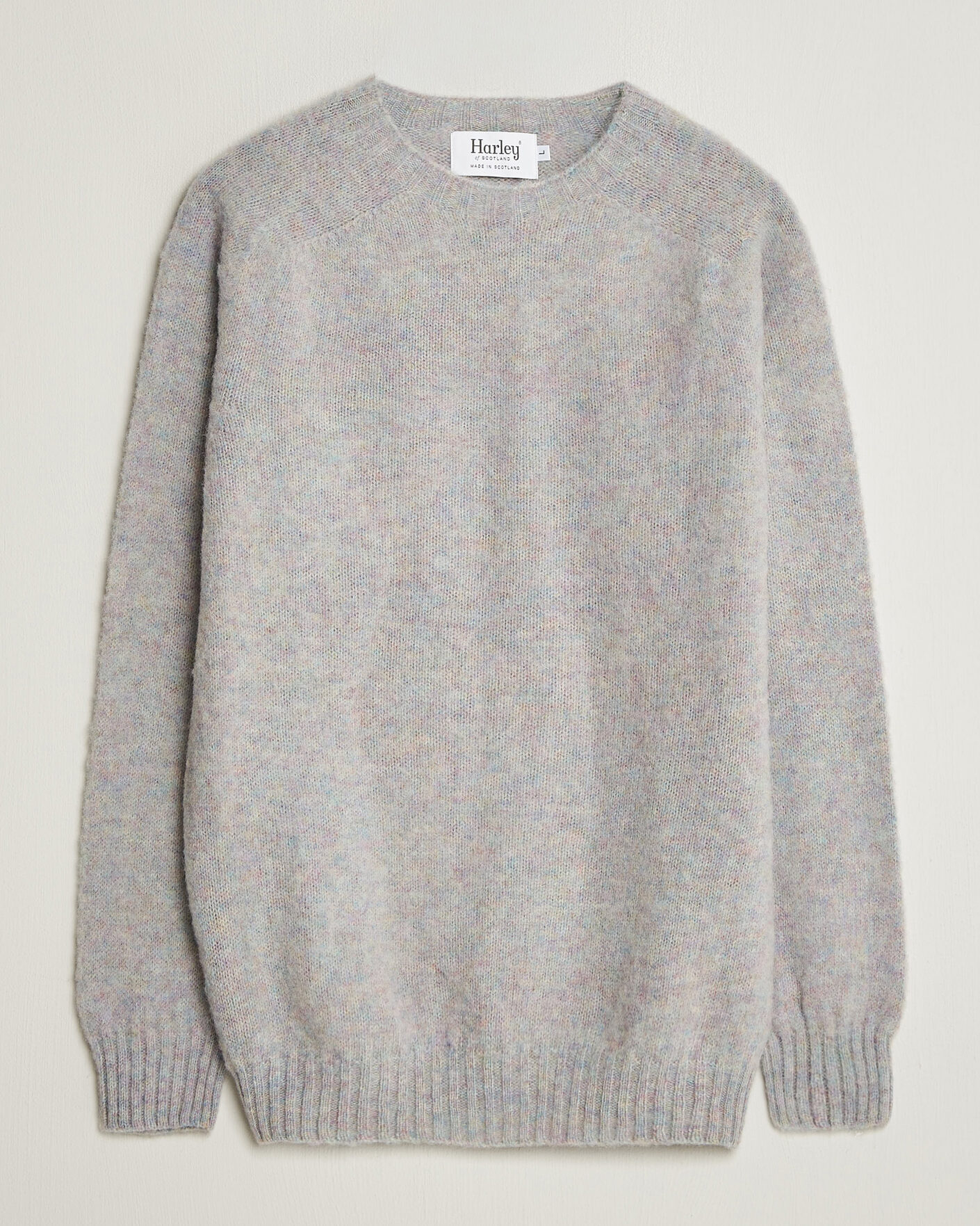 Men | Sweaters & Knitwear | Harley Of Scotland | Brushed Supersoft Lambswool Crewneck Aurora
