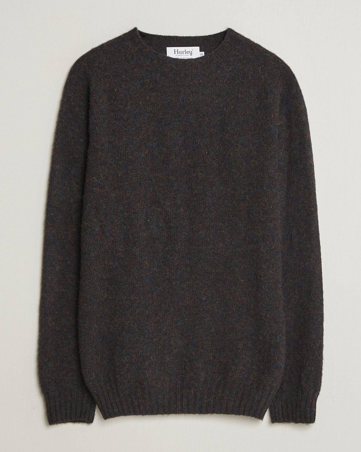 Men | Sweaters & Knitwear | Harley Of Scotland | Brushed Supersoft Lambswool Crewneck Volcano
