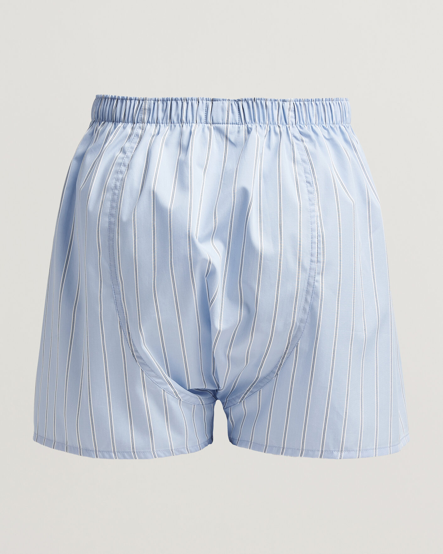 Men | Underwear & Socks | Sunspel | Classic Woven Cotton Boxer Shorts Blue Wide Stripe