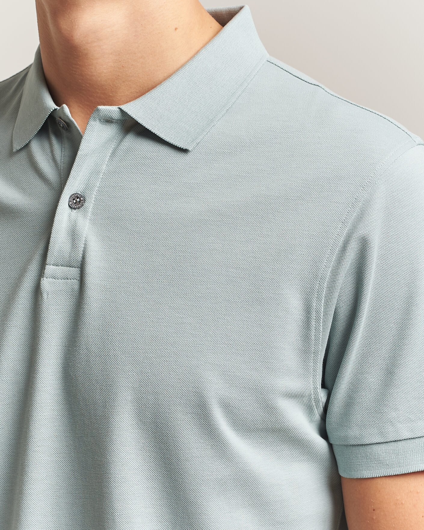 Men | Polo Shirts | Sunspel | Short Sleeve Pique Polo Light Green