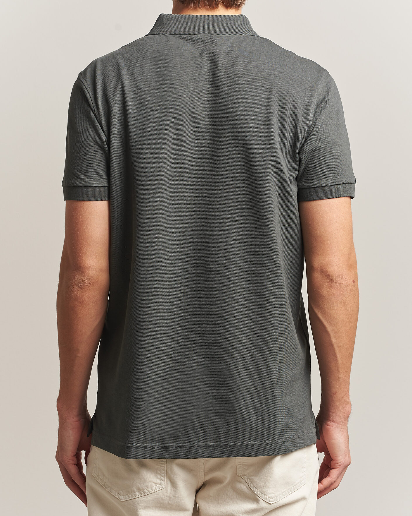 Men | Polo Shirts | Sunspel | Short Sleeve Pique Polo Slate Green