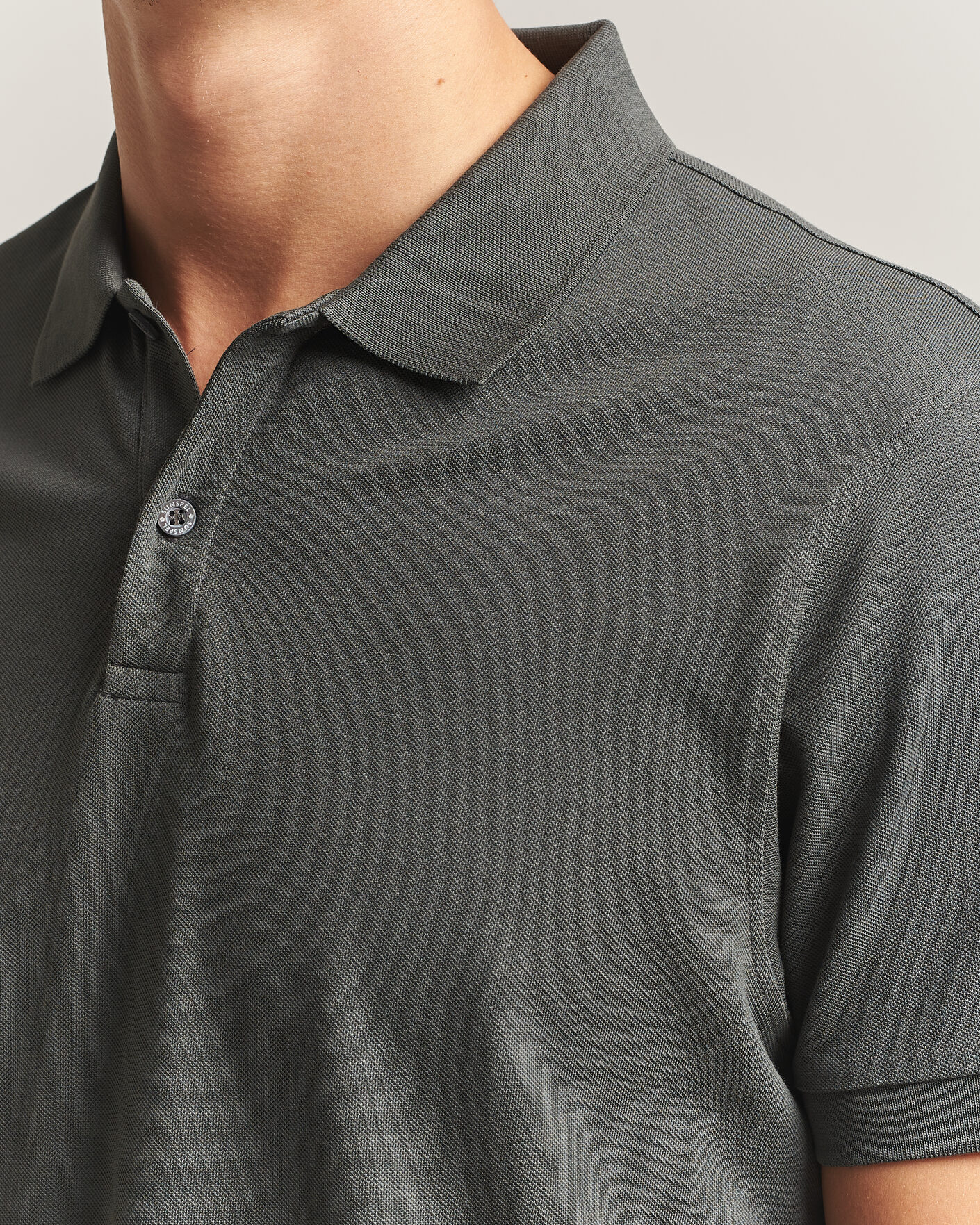 Men | Polo Shirts | Sunspel | Short Sleeve Pique Polo Slate Green