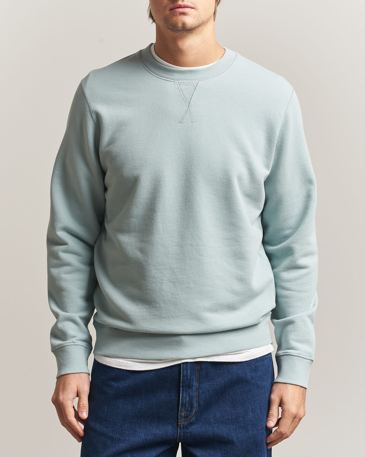 Men | Sweaters & Knitwear | Sunspel | Loopback Sweatshirt Light Green