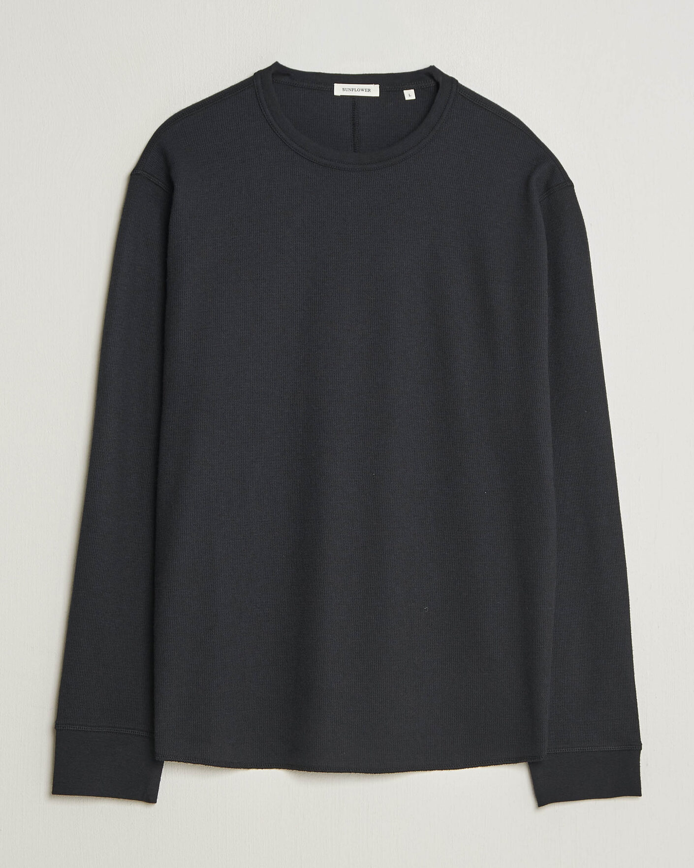 Men | T-Shirts | Sunflower | Wool Waffle Long Sleeve T-Shirt Black