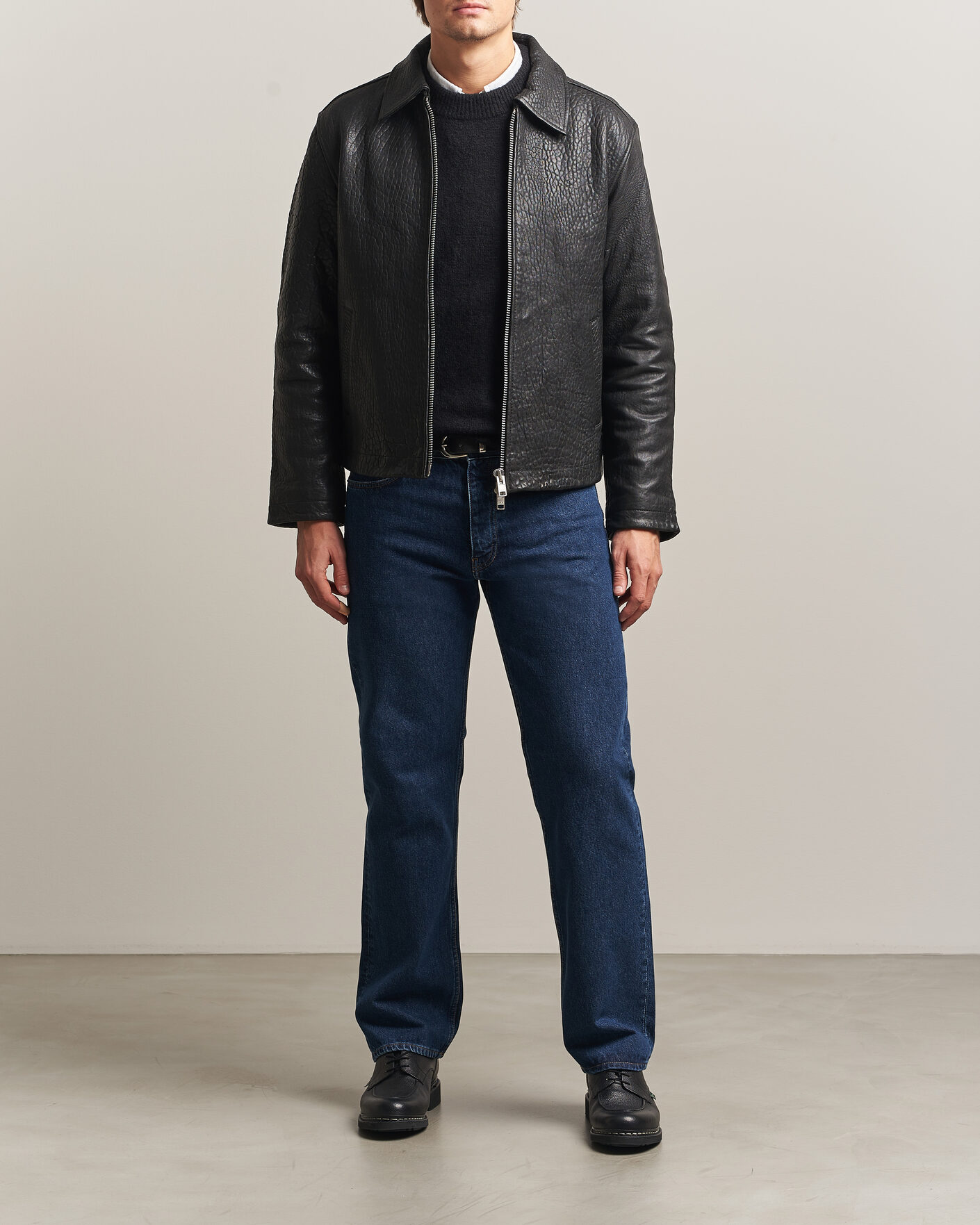 Men | Coats & Jackets | Sunflower | Short Leather Jacket Black