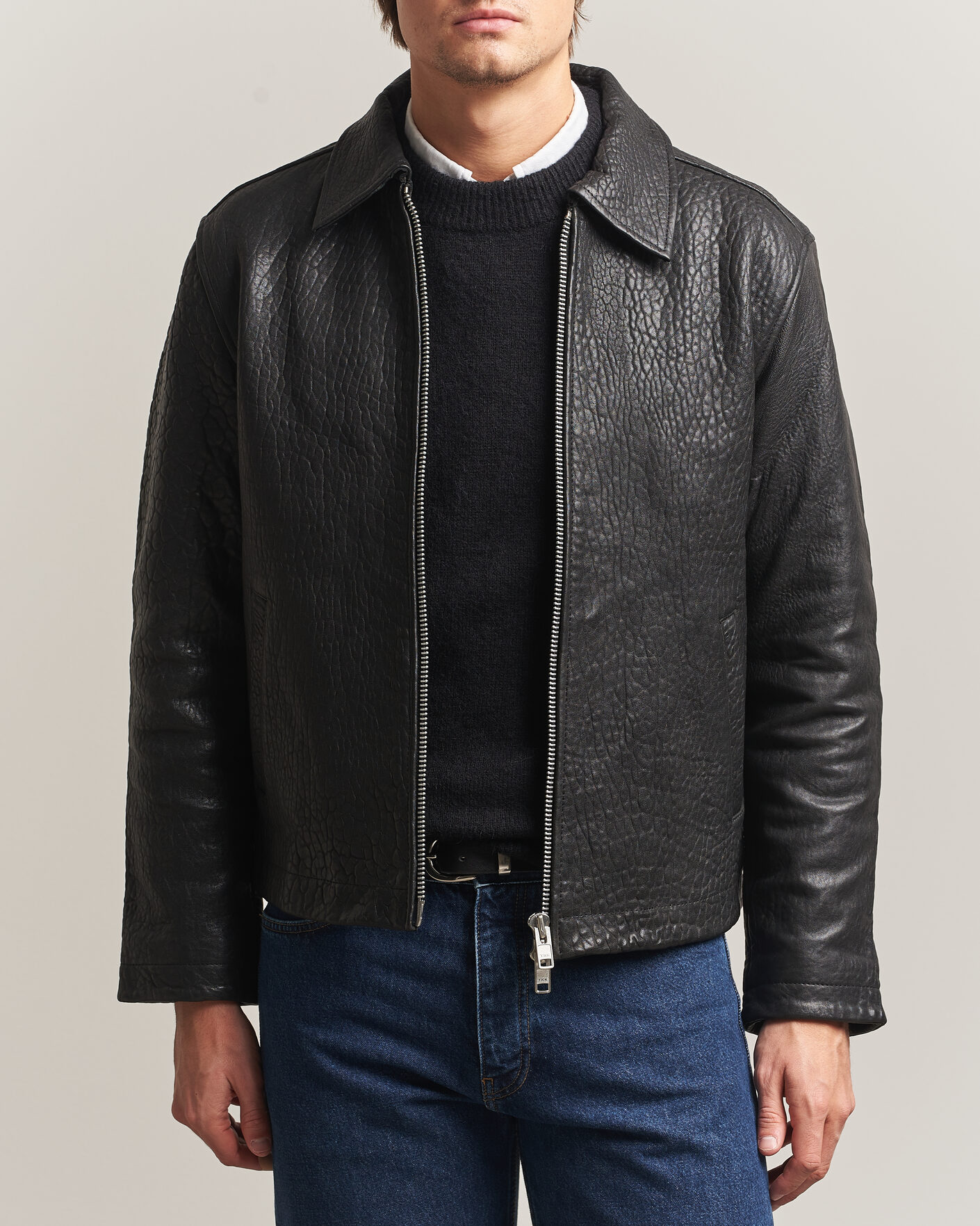 Men | Coats & Jackets | Sunflower | Short Leather Jacket Black