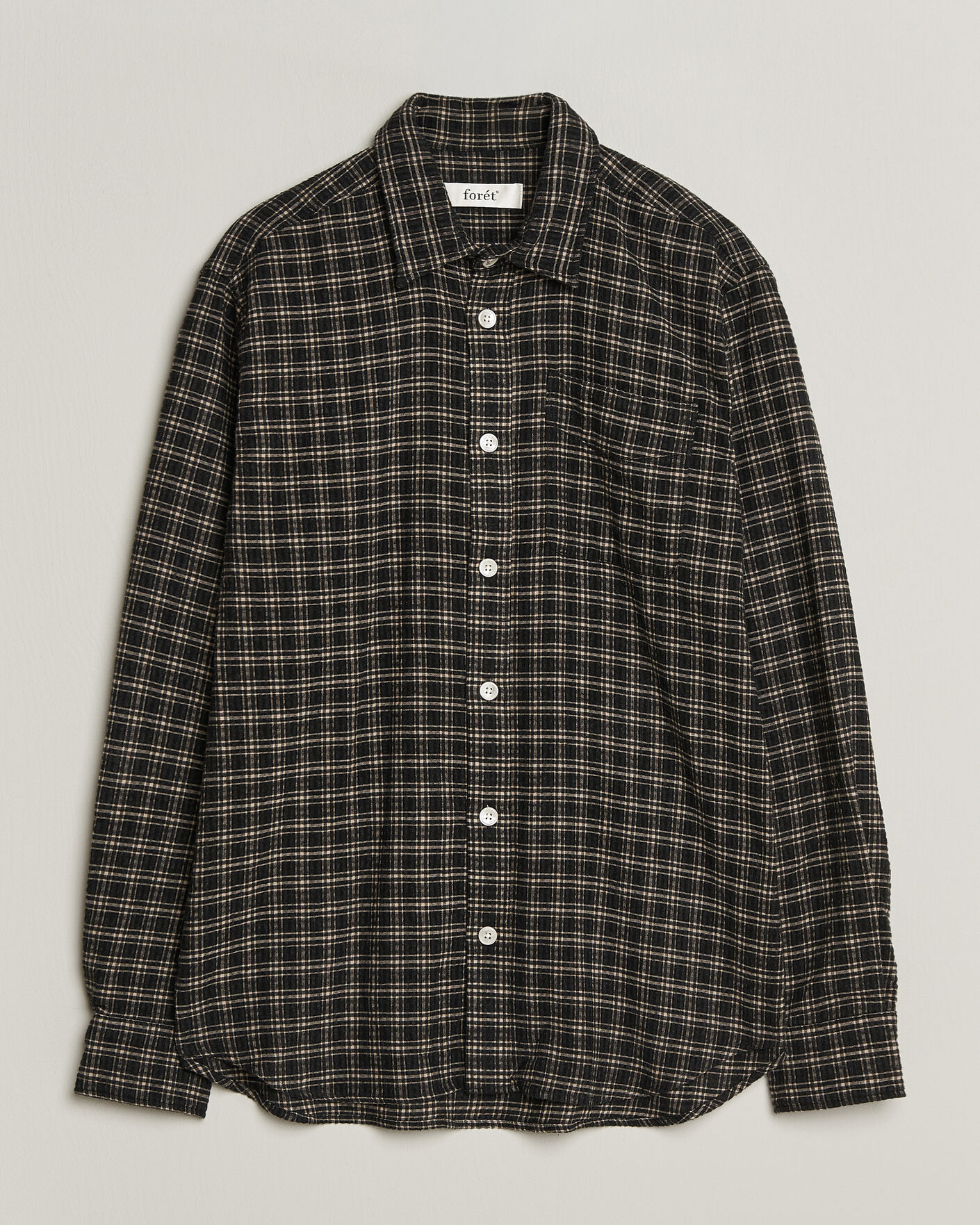 Men | Shirts | Forét | Form Regular Fit Italian Check Shirt Black