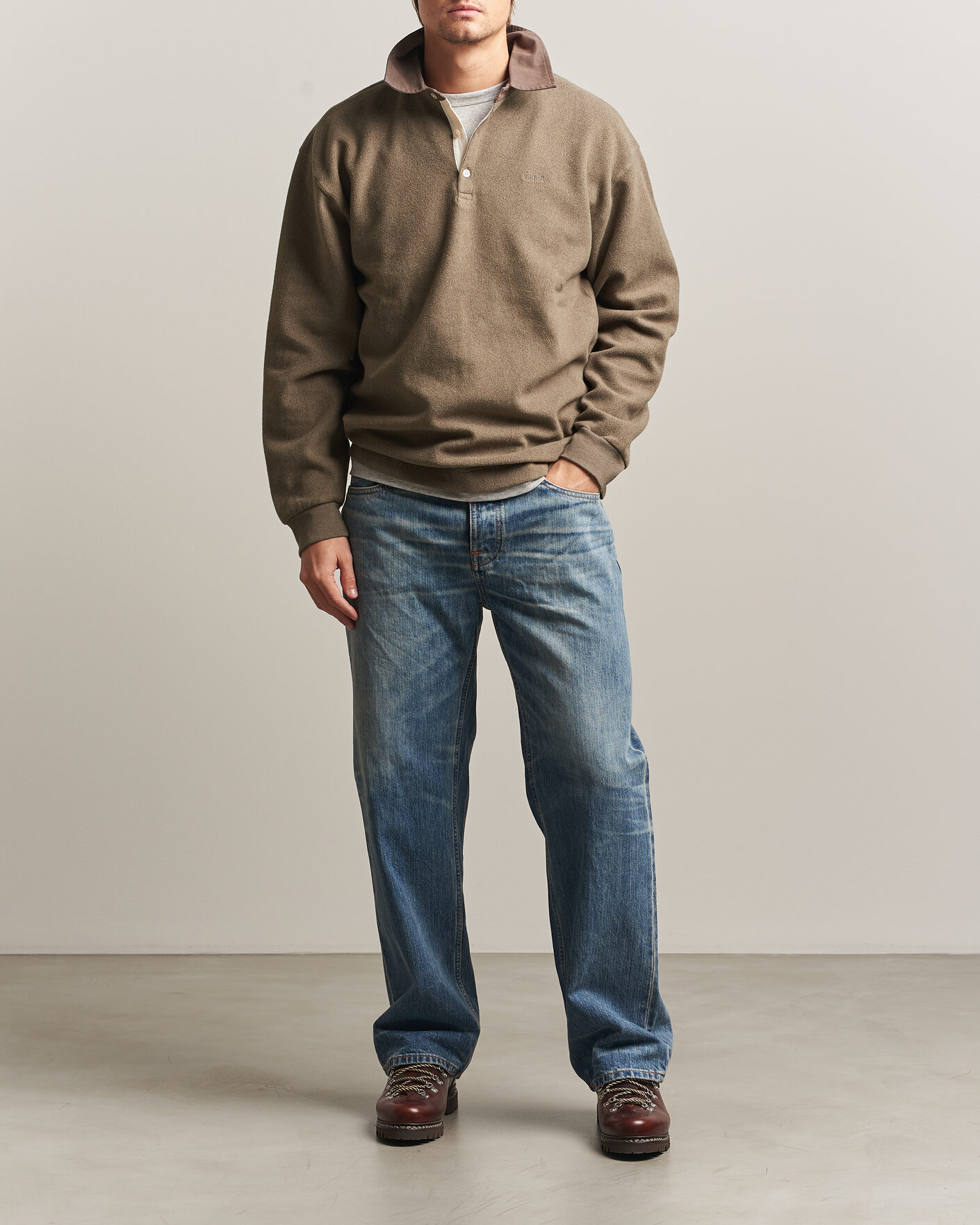 Men | Sweaters & Knitwear | Forét | Herb Brushed Rugby Washed Brown
