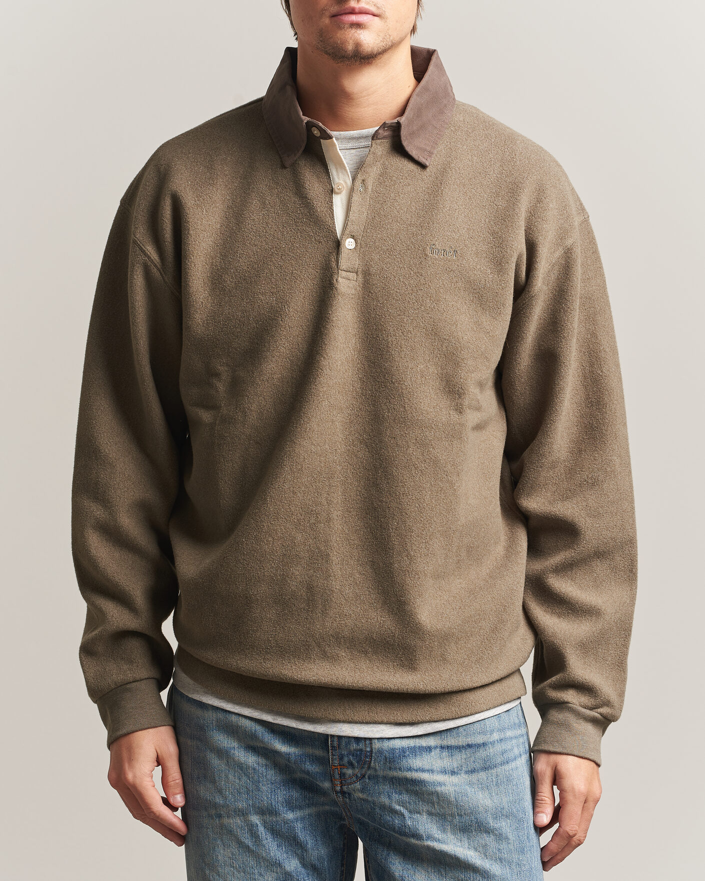 Men | Sweaters & Knitwear | Forét | Herb Brushed Rugby Washed Brown