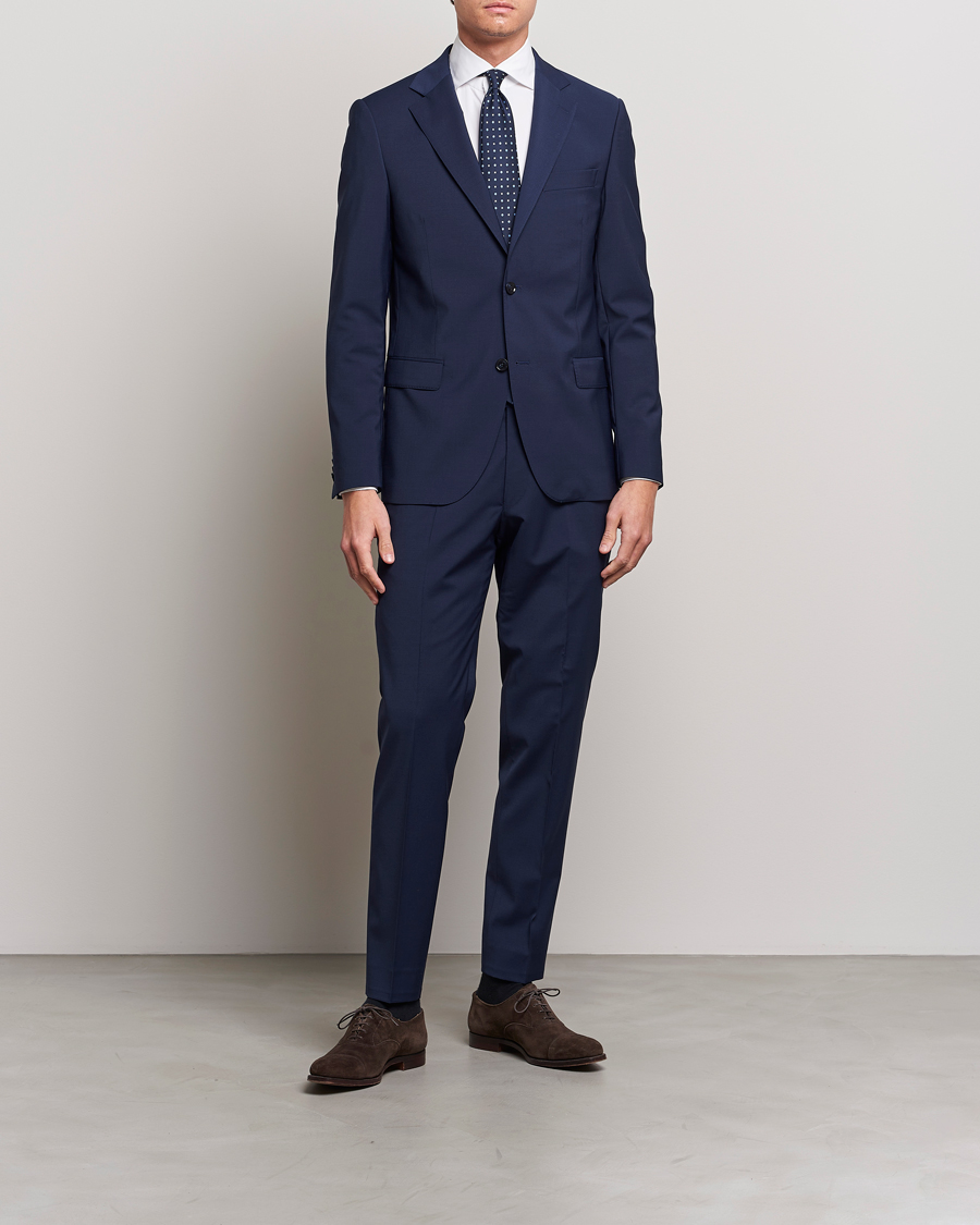 Men |  | Oscar Jacobson | Edmund Wool Suit Mid Blue
