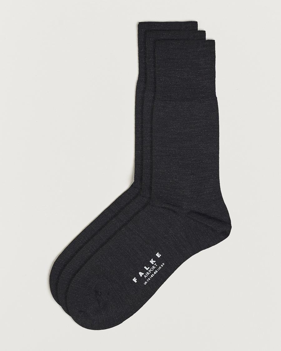 Men | Everyday Socks | Falke | 3-pack Airport Socks Anthracite Melange