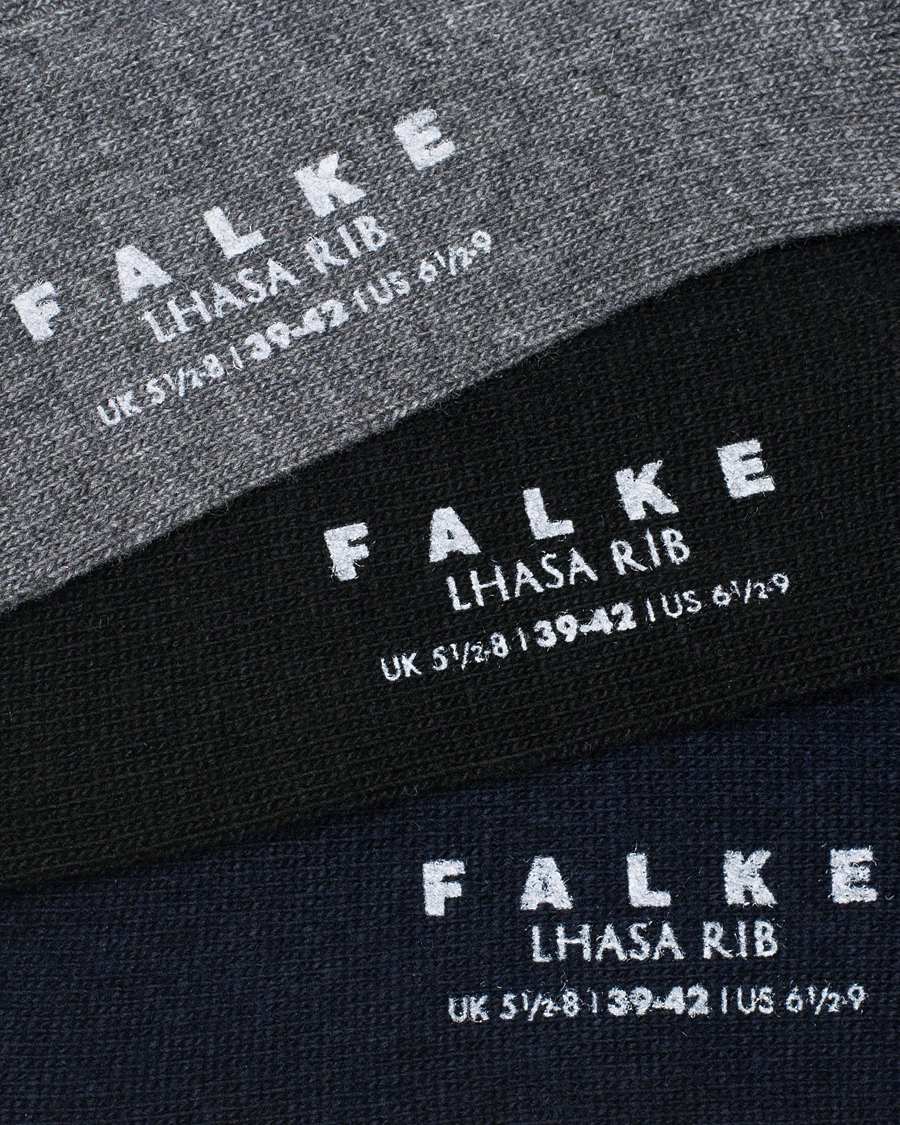 Men | Falke | Falke | 3-Pack Lhasa Cashmere Socks Black/Dark Navy/Light Grey