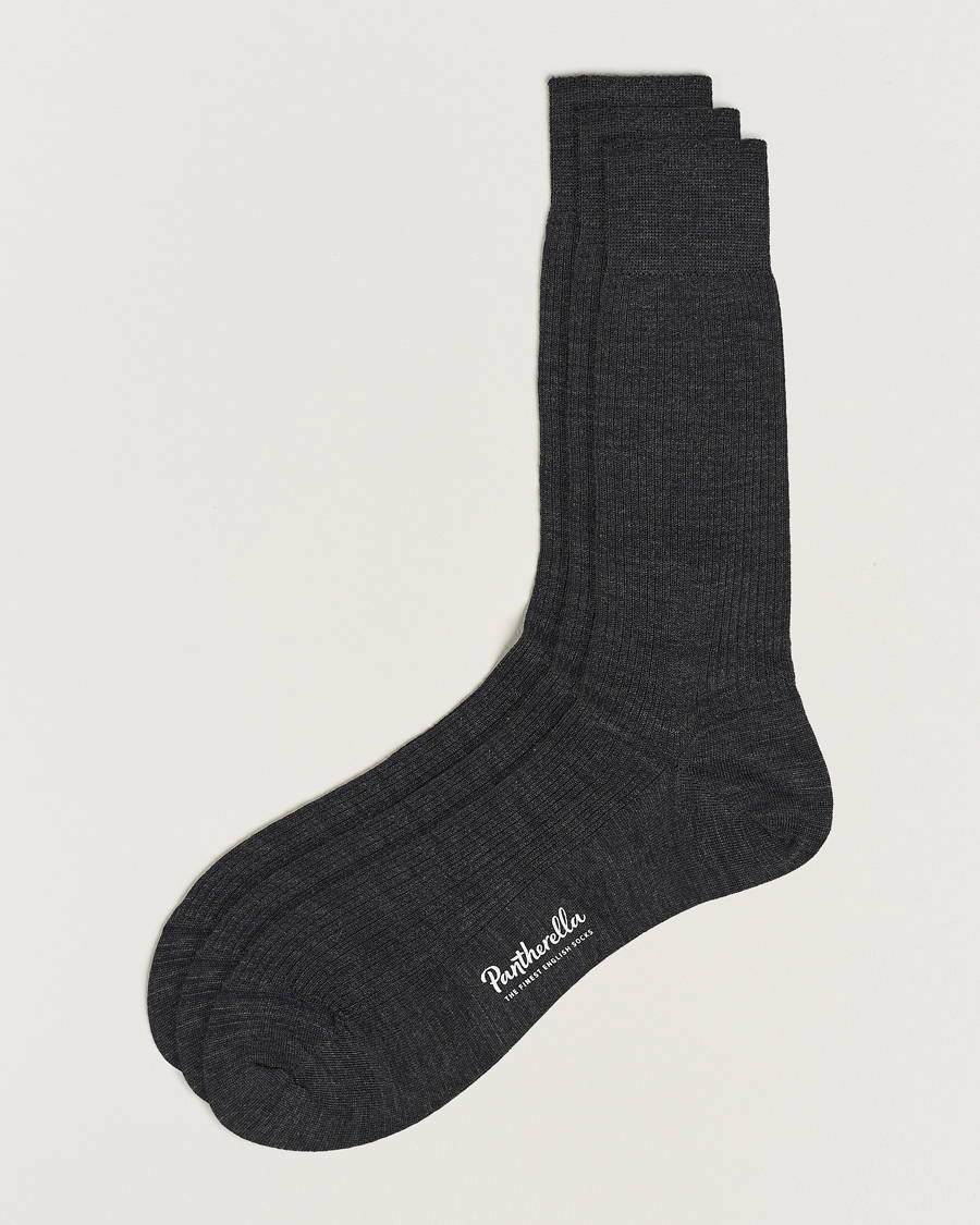 Men | Socks | Pantherella | 3-Pack Naish Merino/Nylon Sock Charcoal