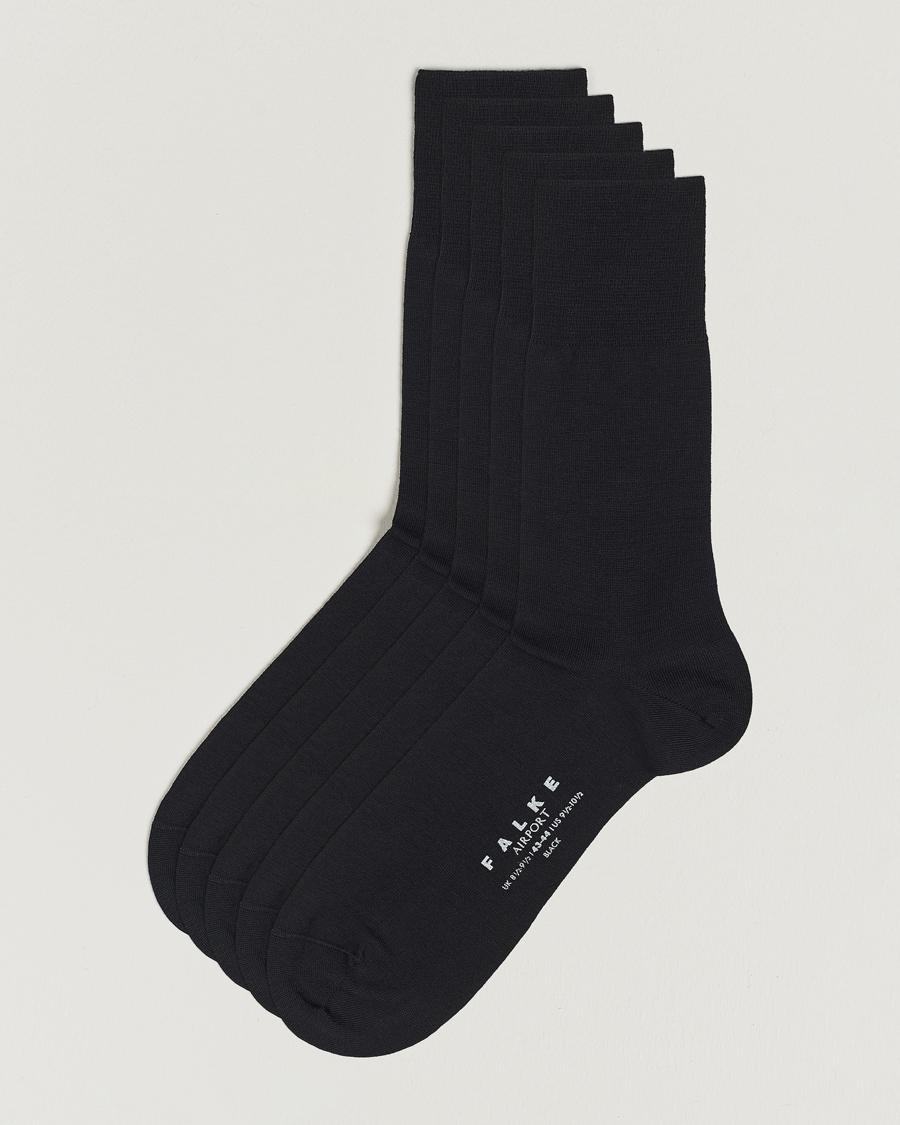 Men | Socks | Falke | 5-Pack Airport Socks Black