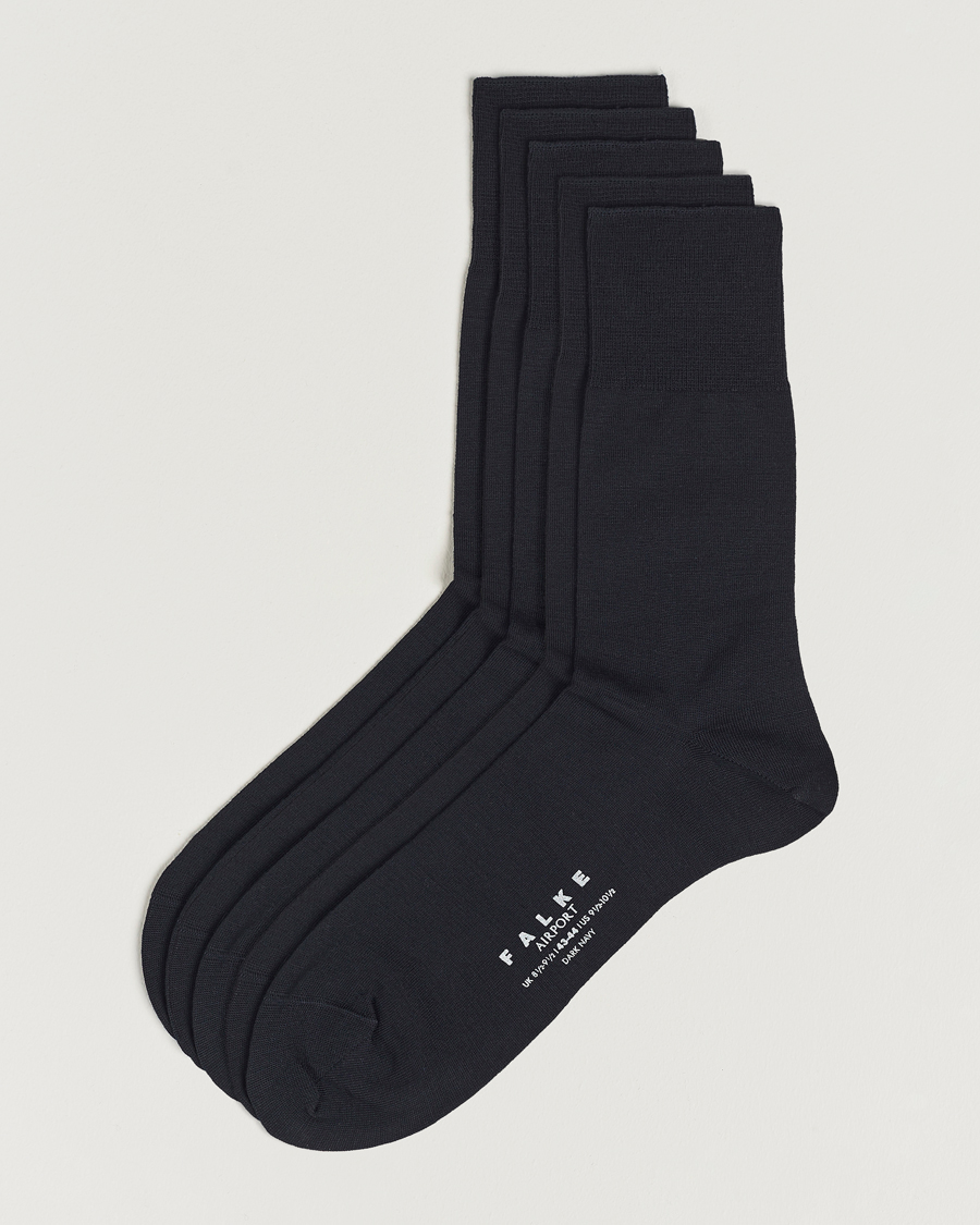 Men | Socks | Falke | 5-Pack Airport Socks Dark Navy