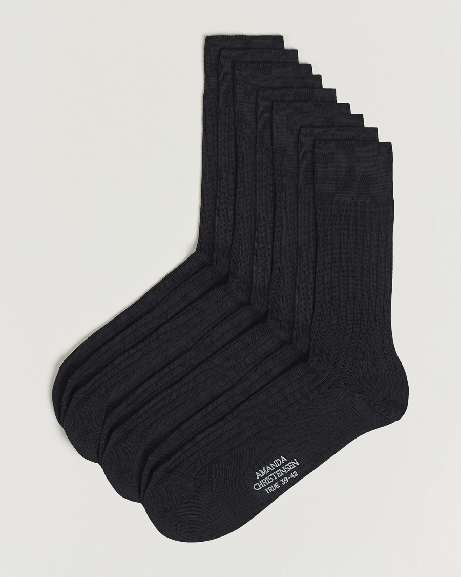 Men | Socks | Amanda Christensen | 9-Pack True Cotton Ribbed Socks Black