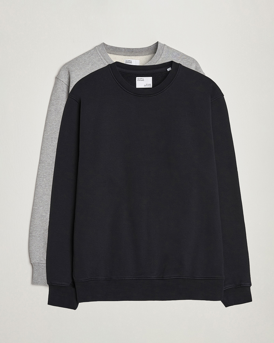 Men | Sweaters & Knitwear | Colorful Standard | 2-Pack Classic Organic Crew Neck Sweat Heather Grey/Deep Black