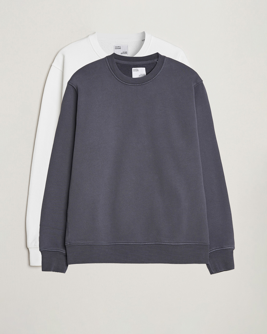 Men | Sweaters & Knitwear | Colorful Standard | 2-Pack Classic Organic Crew Neck Sweat Lava Grey/Optical White