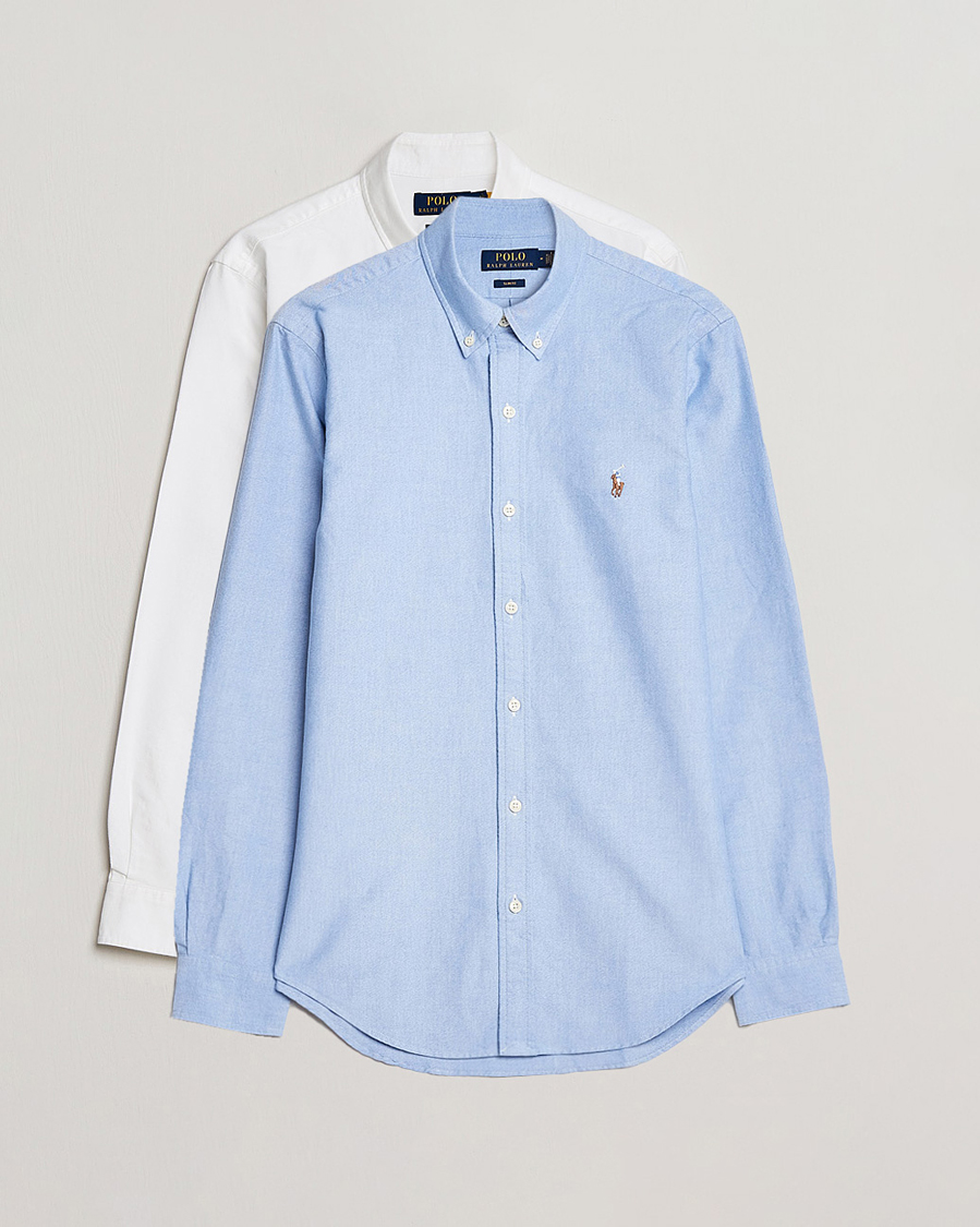 Men | Shirts | Polo Ralph Lauren | 2-Pack Slim Fit Shirt Oxford White/Blue