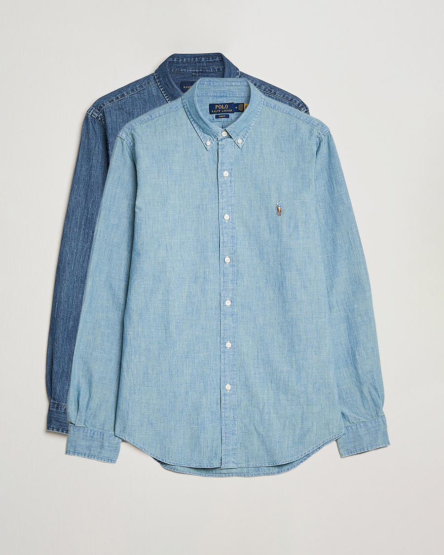 Men | Shirts | Polo Ralph Lauren | 2-Pack Slim Fit Denim Shirt Washed/Dark Wash