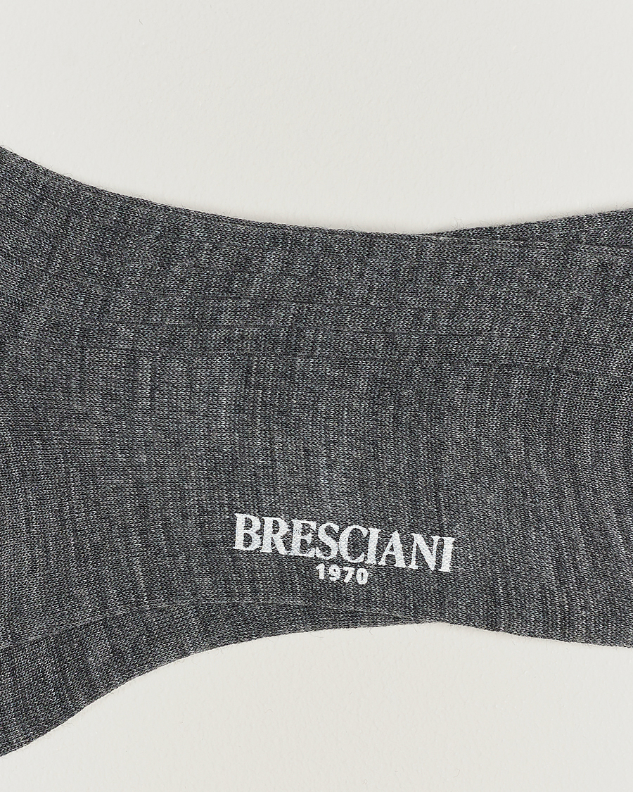 Men | Underwear & Socks | Bresciani | 3-pack Wool/Nylon Ribbed Short Socks Medium Grey
