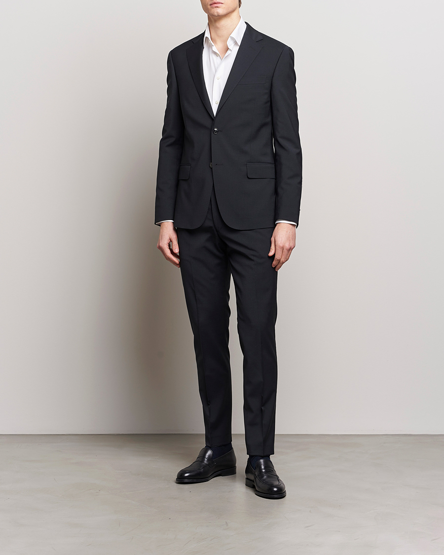 Men | Departments | Oscar Jacobson | Edmund Wool Stretch Suit Black