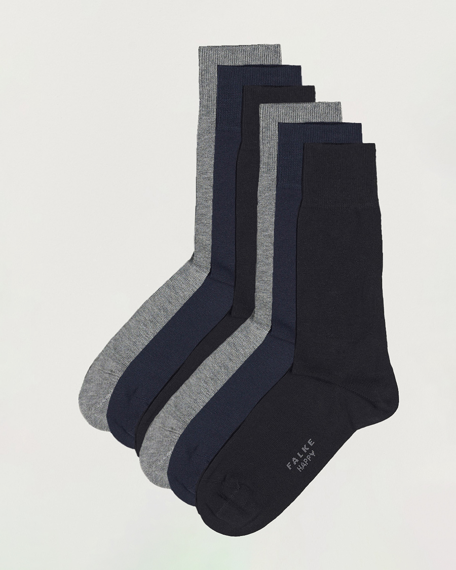 Men | Underwear & Socks | Falke | 6-pack Happy Cotton Socks Black/Navy/Light Grey