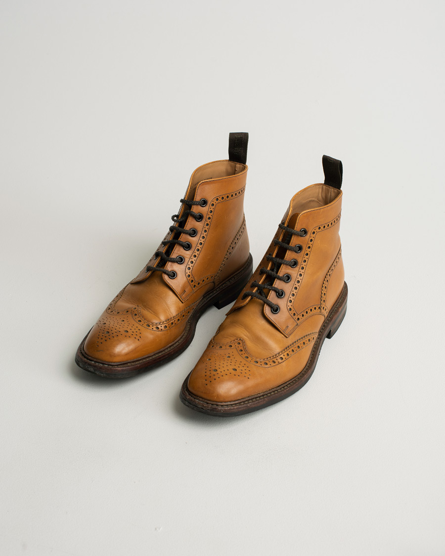 Men | Loake 1880 Burford Dainite Brogue Boot Tan Burnished Calf | Pre-owned | Loake 1880 Burford Dainite Brogue Boot Tan Burnished Calf