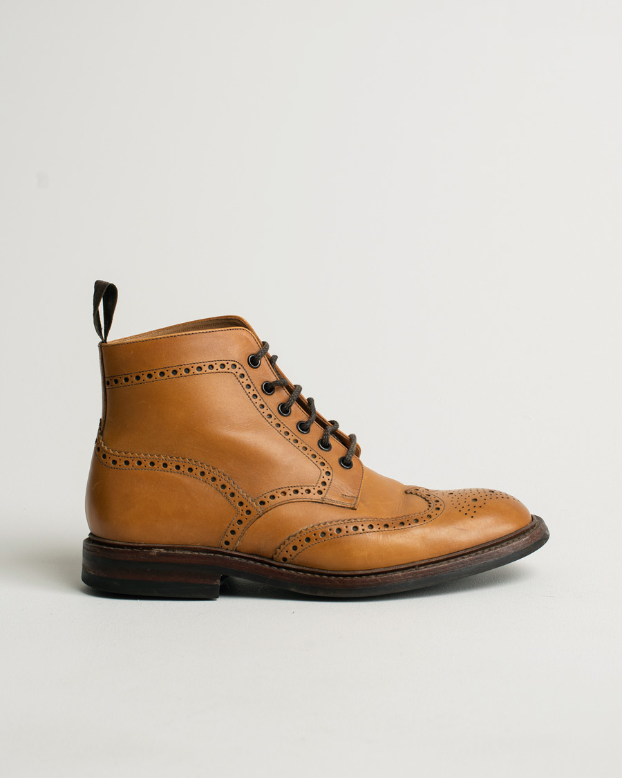 Men | Loake 1880 Burford Dainite Brogue Boot Tan Burnished Calf | Pre-owned | Loake 1880 Burford Dainite Brogue Boot Tan Burnished Calf