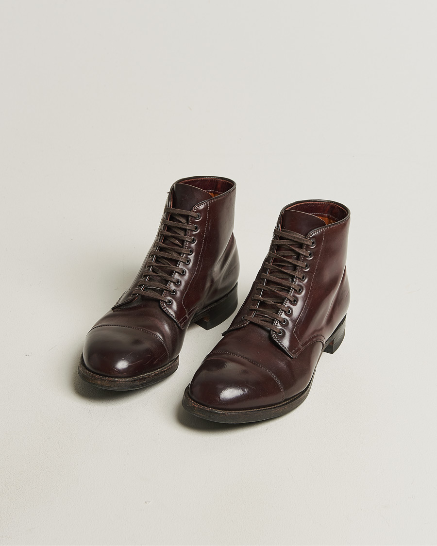 Men | Pre-owned Welted shoes | Pre-owned | Alden 41853 Cap Toe Boot Burgundy Shell Cordovan US10 - EU44