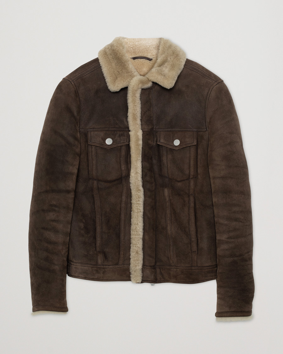 Men | Pre-owned Coats & Jackets | Pre-owned | J.Lindeberg Redster Mud Shearling Suede Jacket Mud Brown