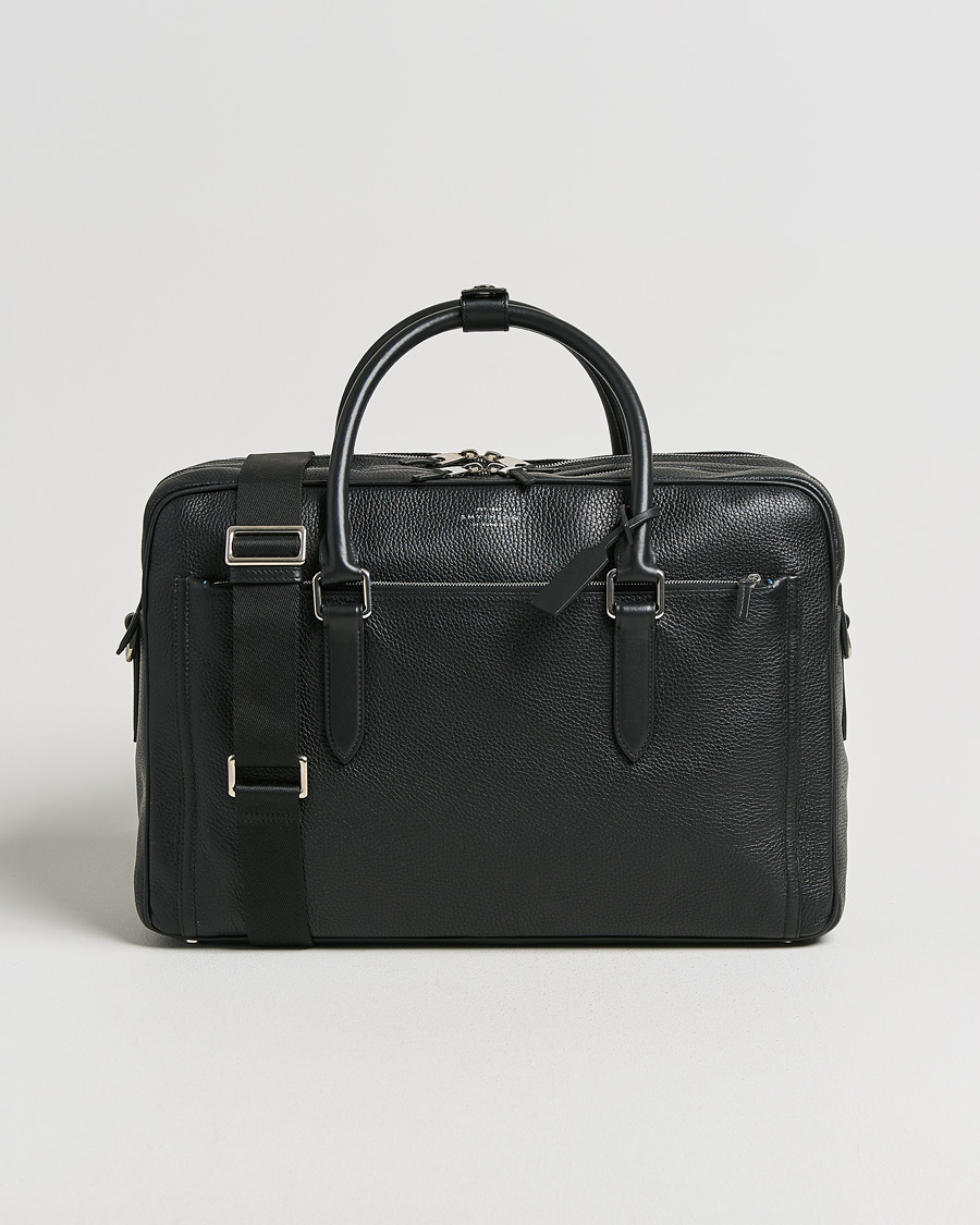 スマイソンSmythson Burlington バッグ 黒　レザー Smythson Burlington 24 Hour Bag Black Deerskin at CareOfCarl.com