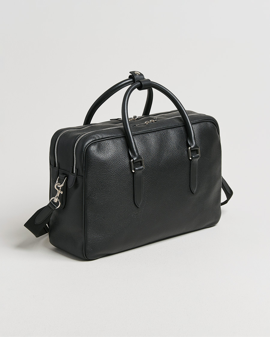Men | Smythson Burlington 24 Hour Bag Black Deerskin | Pre-owned | Smythson Burlington 24 Hour Bag Black Deerskin