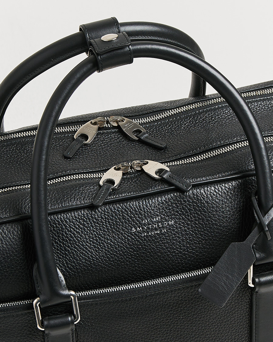 Smythson Burlington 24 Hour Bag Black Deerskin at CareOfCarl.com