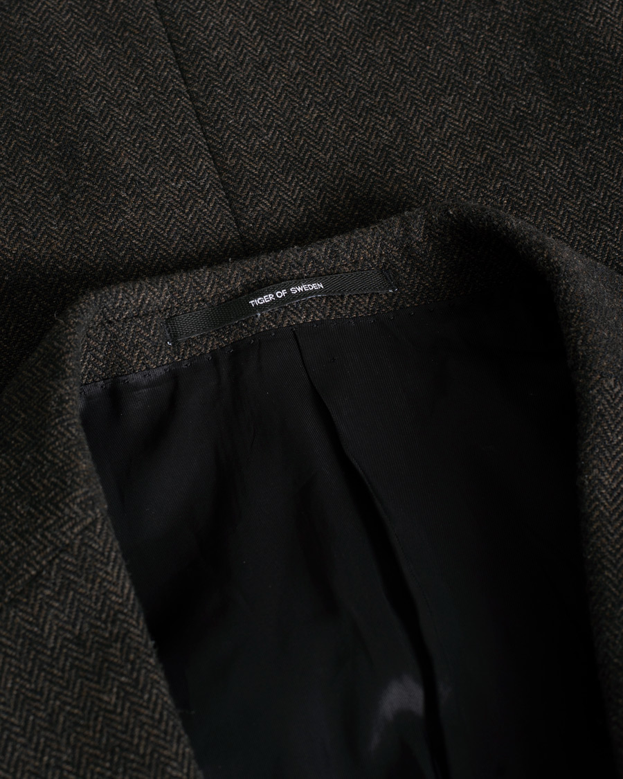 Men | Tiger of Sweden Harrie Herringbone Wool Blazer Brown 54 | Pre-owned | Tiger of Sweden Harrie Herringbone Wool Blazer Brown 54