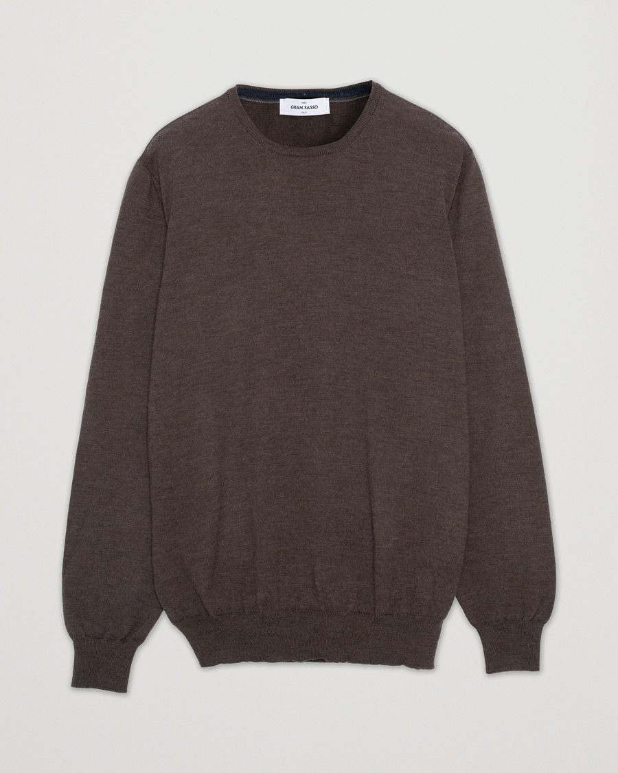 Men | Sweaters & Knitwear | Pre-owned | Gran Sasso Merino Fashion Fit Crew Neck Pullover Brown