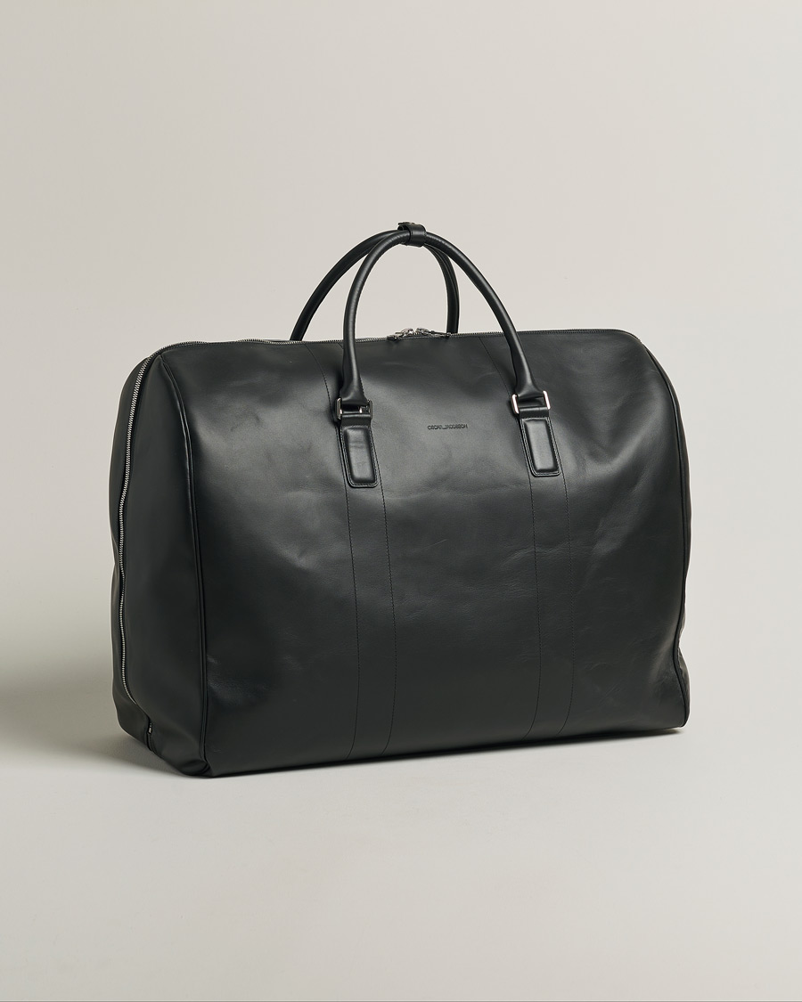 Men | Oscar Jacobson Large Leather Weekendbag Black | Pre-owned | Oscar Jacobson Large Leather Weekendbag Black