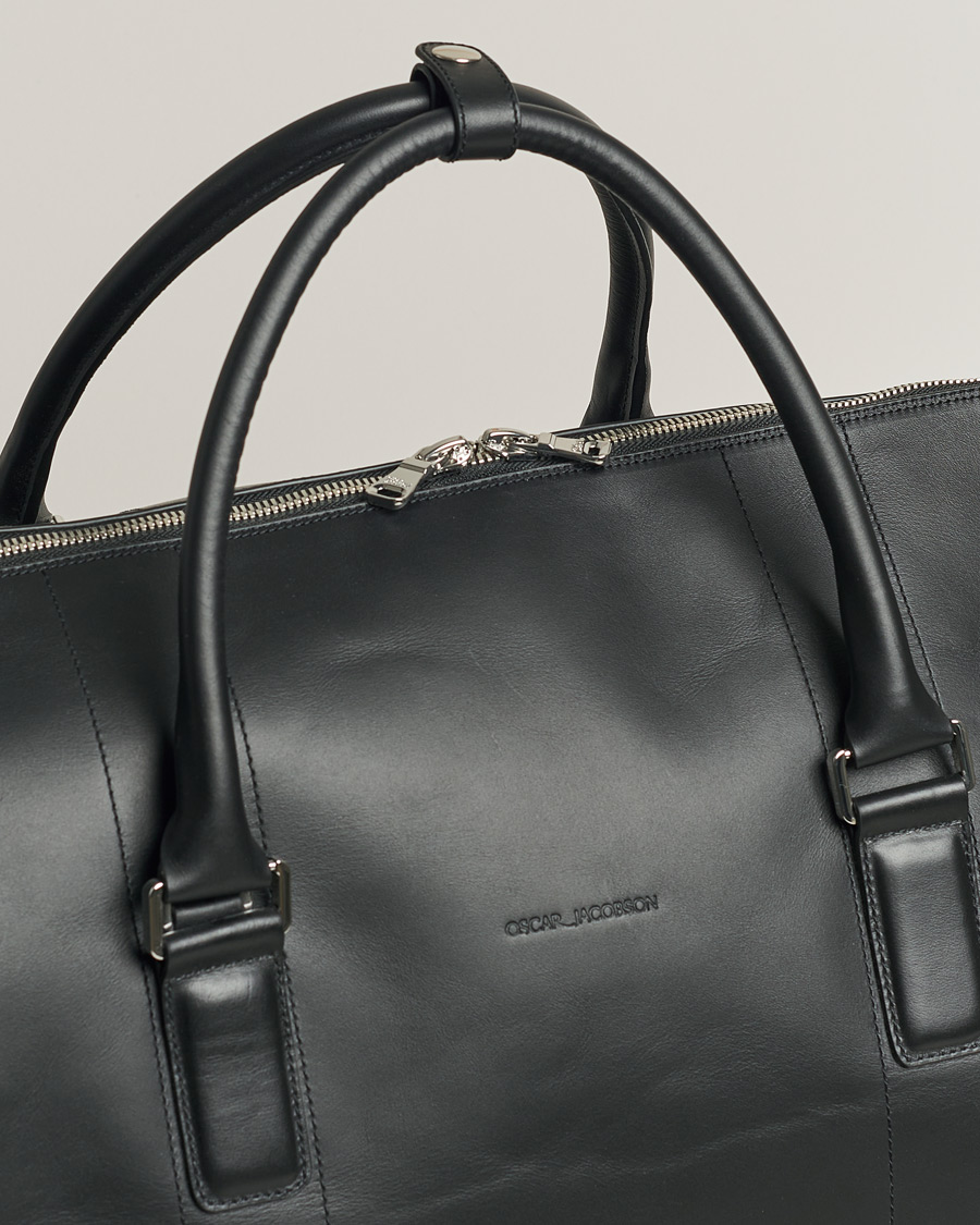Men | Oscar Jacobson Large Leather Weekendbag Black | Pre-owned | Oscar Jacobson Large Leather Weekendbag Black