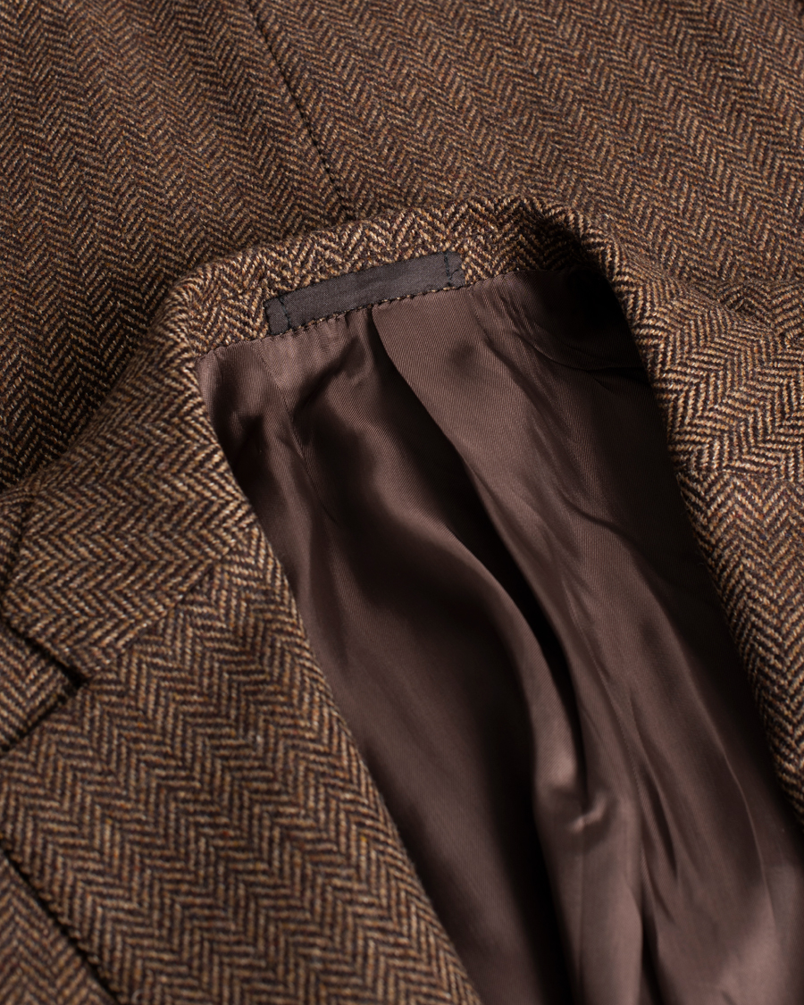 Men | Caruso Herringbone Wool Cashmere Blazer Brown 50 | Pre-owned | Caruso Herringbone Wool Cashmere Blazer Brown 50