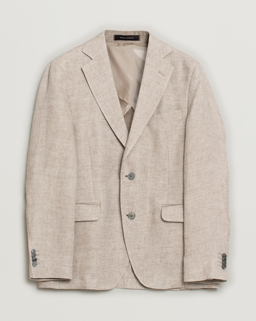 Men | Oscar Jacobson Egel Linen Blazer Beige | Pre-owned | Oscar Jacobson Egel Linen Blazer Beige