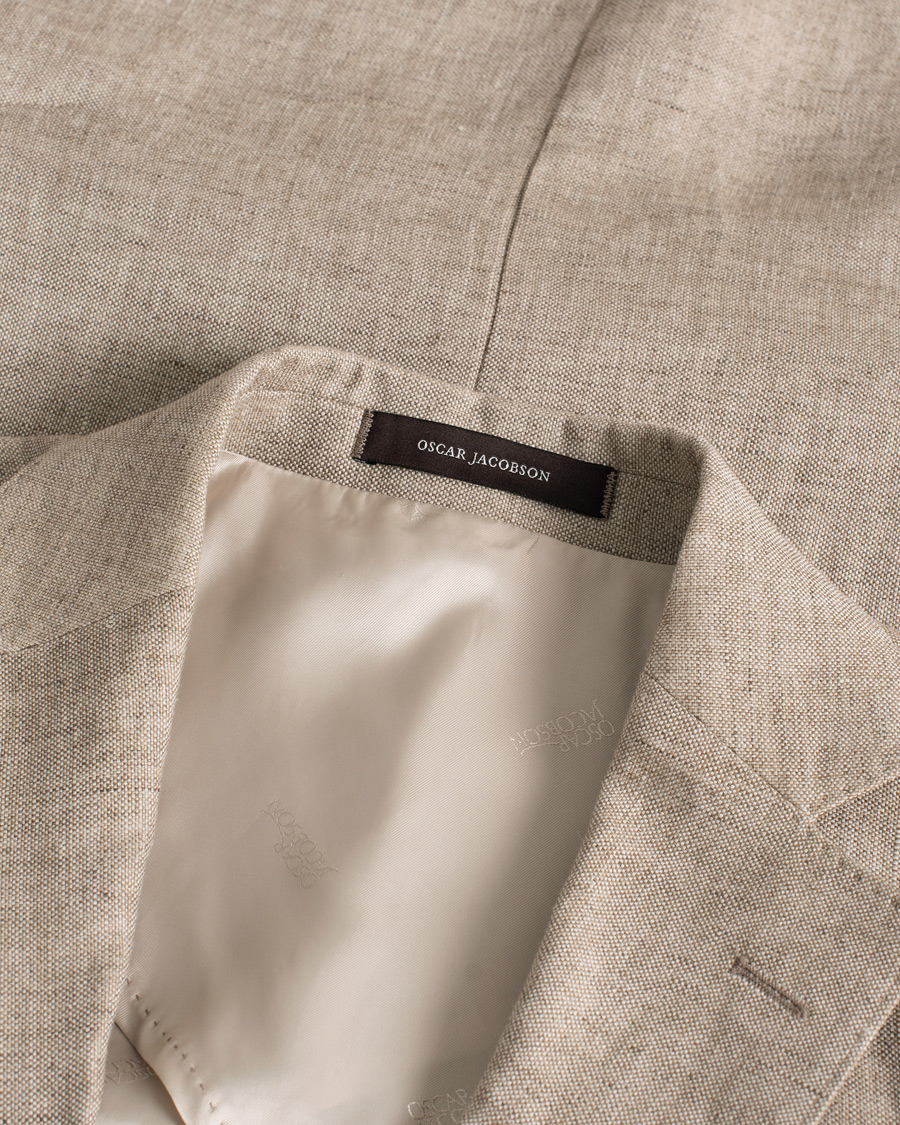 Men | Oscar Jacobson Egel Linen Blazer Beige | Pre-owned | Oscar Jacobson Egel Linen Blazer Beige