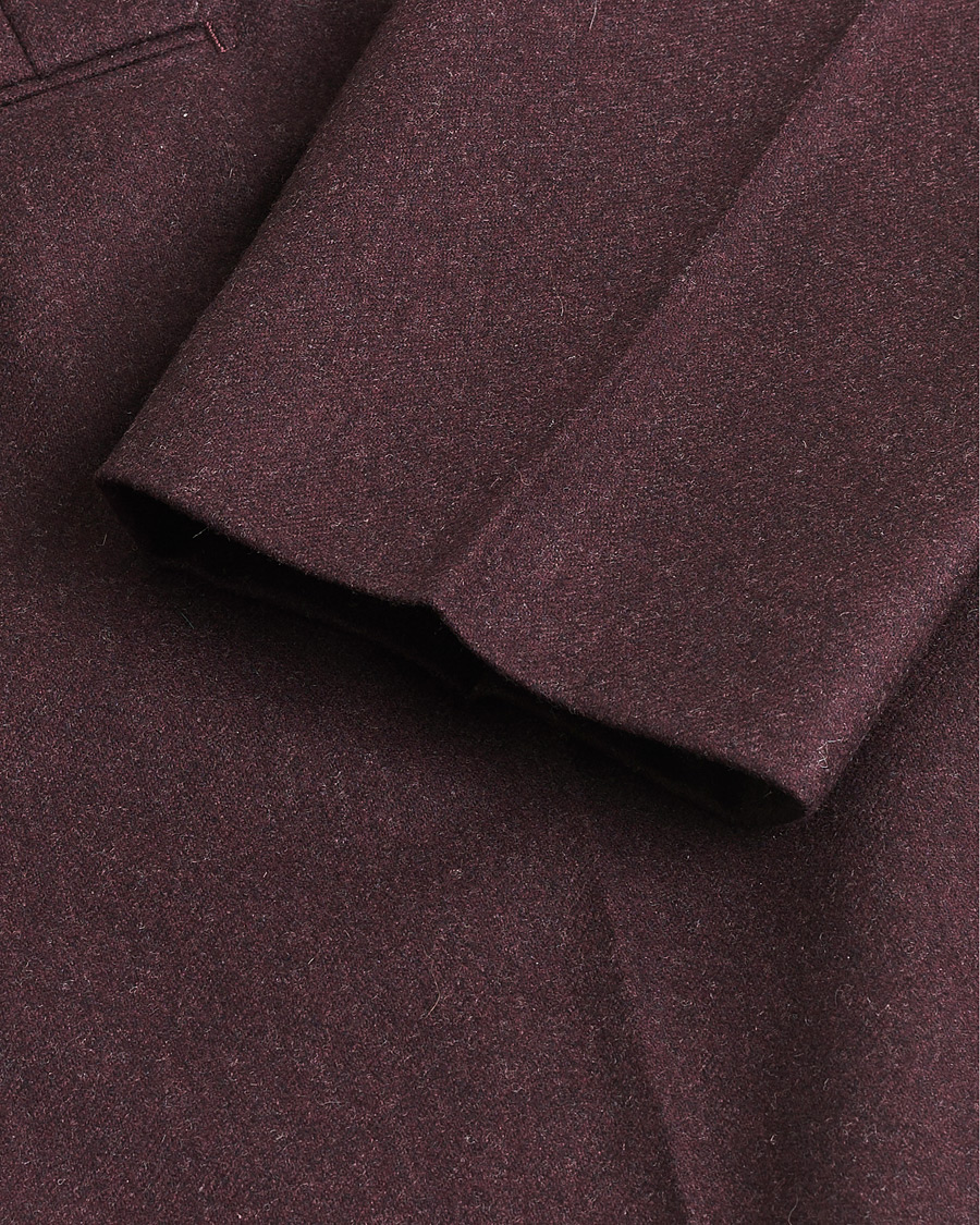 Incotex Slim Fit Super 100's Wool Flannel Trousers Burgundy 48 at