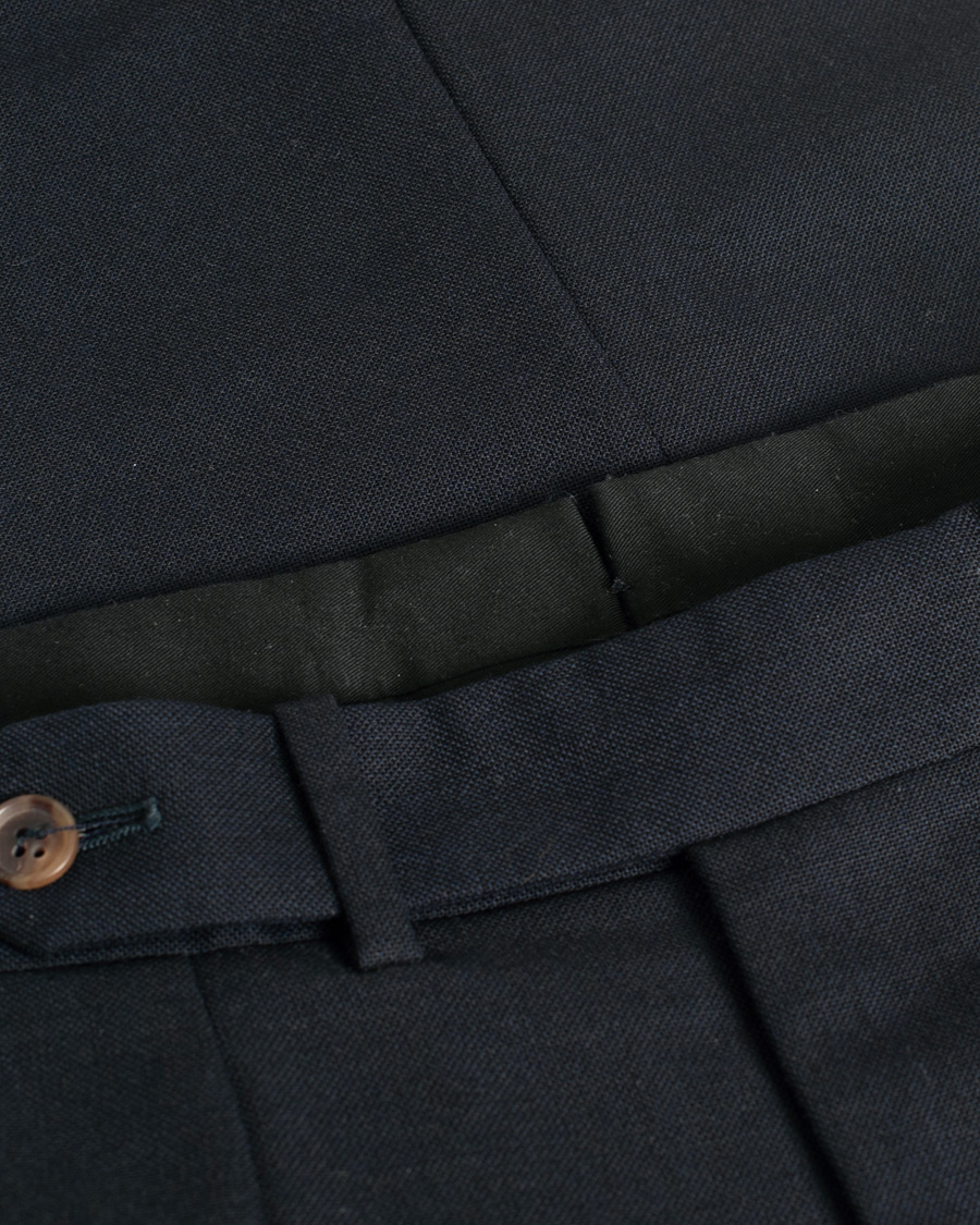 Men | Berg&Berg Arnold Pleated Side Adjuster Wool Trousers Navy 48 | Pre-owned | Berg&Berg Arnold Pleated Side Adjuster Wool Trousers Navy 48