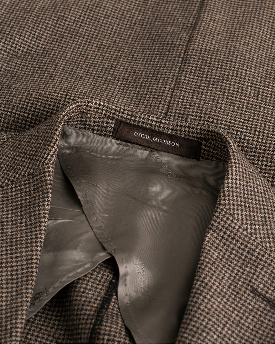 Men | Oscar Jacobson Einar Houndstooth Wool Blazer Brown 46 | Pre-owned | Oscar Jacobson Einar Houndstooth Wool Blazer Brown 46