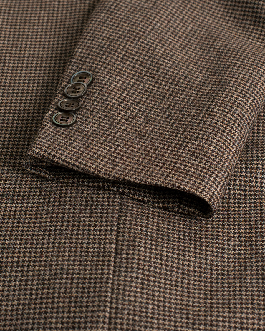 Men | Oscar Jacobson Einar Houndstooth Wool Blazer Brown 46 | Pre-owned | Oscar Jacobson Einar Houndstooth Wool Blazer Brown 46