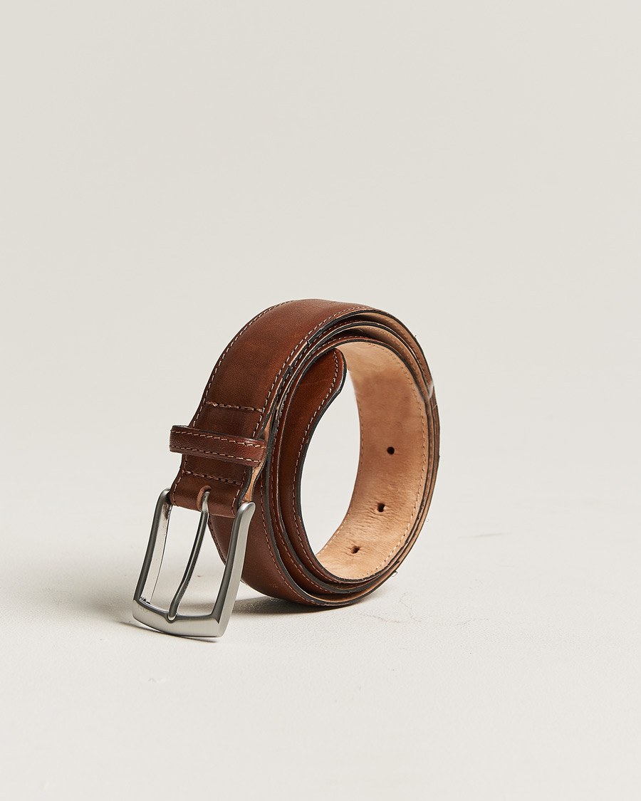 Men | Loake 1880 Henry Leather Belt 3,3 cm Mahogany | Pre-owned | Loake 1880 Henry Leather Belt 3,3 cm Mahogany
