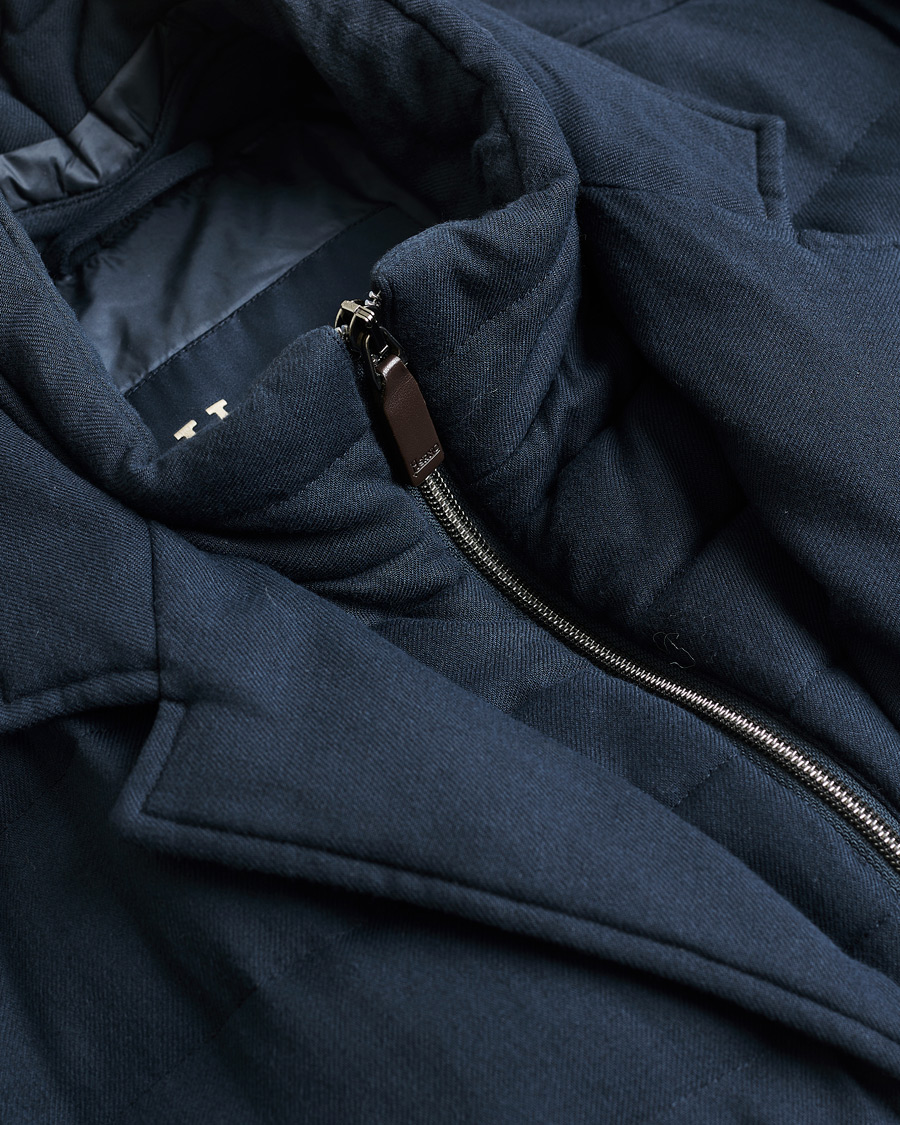 Men | Herno Flannel Down Jacket Navy 52 | Pre-owned | Herno Flannel Down Jacket Navy 52