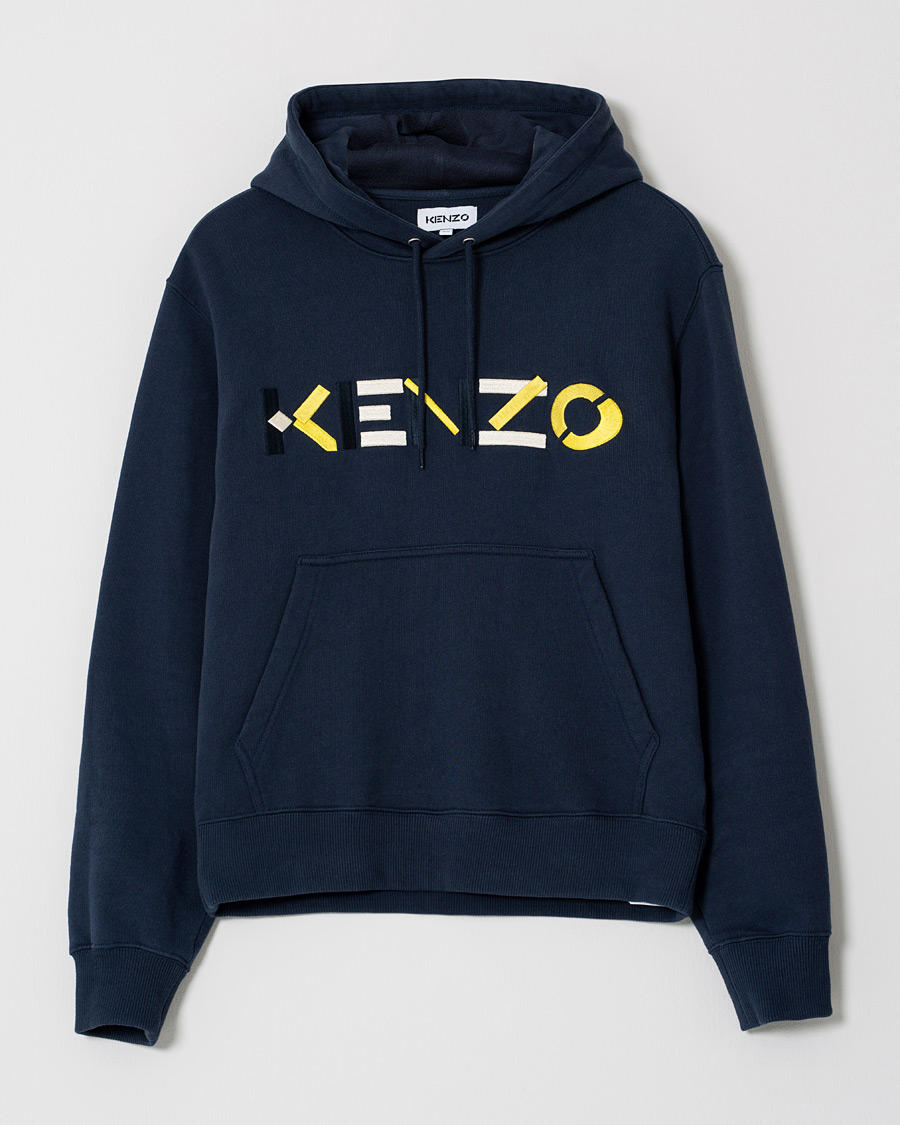Men | Sweaters & Knitwear | Pre-owned | KENZO Multi Logo Hoodie Navy XS
