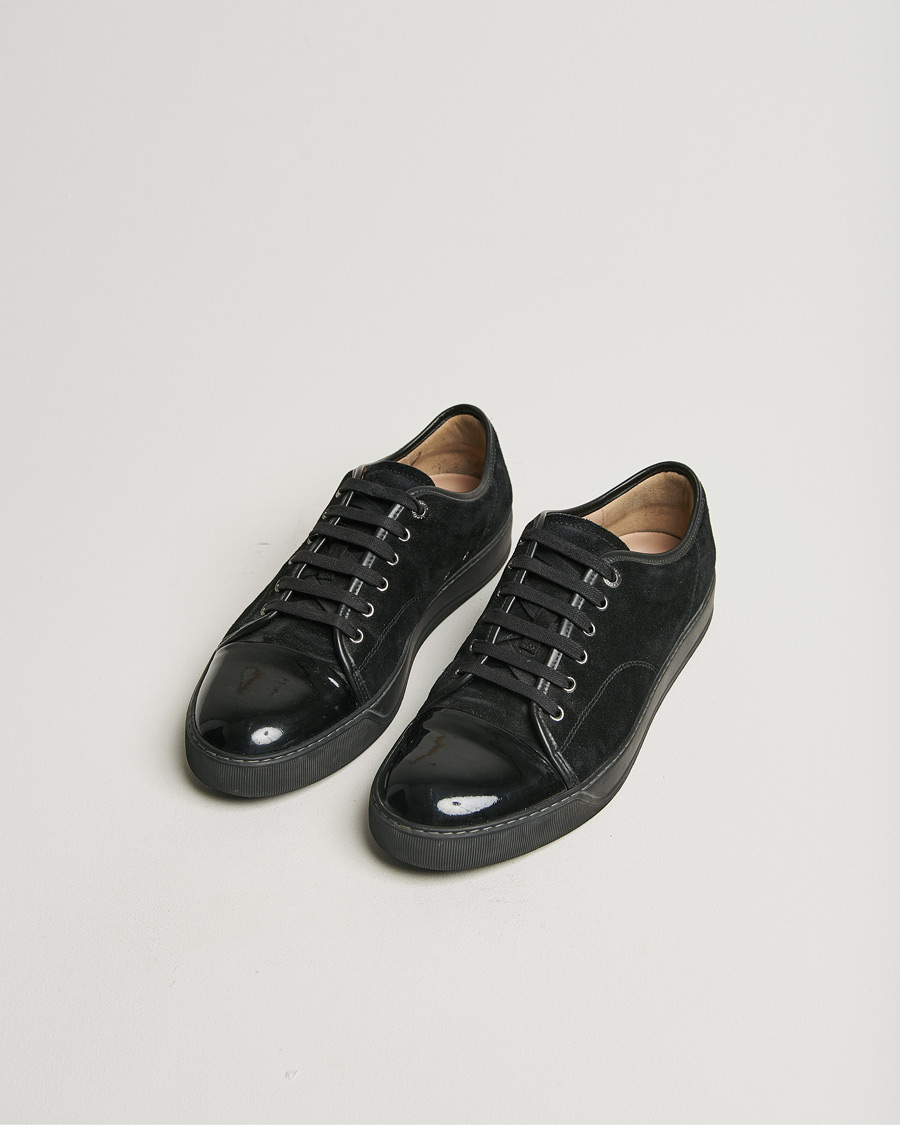 Men | Lanvin Patent Cap Toe Sneaker Black/Black | Pre-owned | Lanvin Patent Cap Toe Sneaker Black/Black