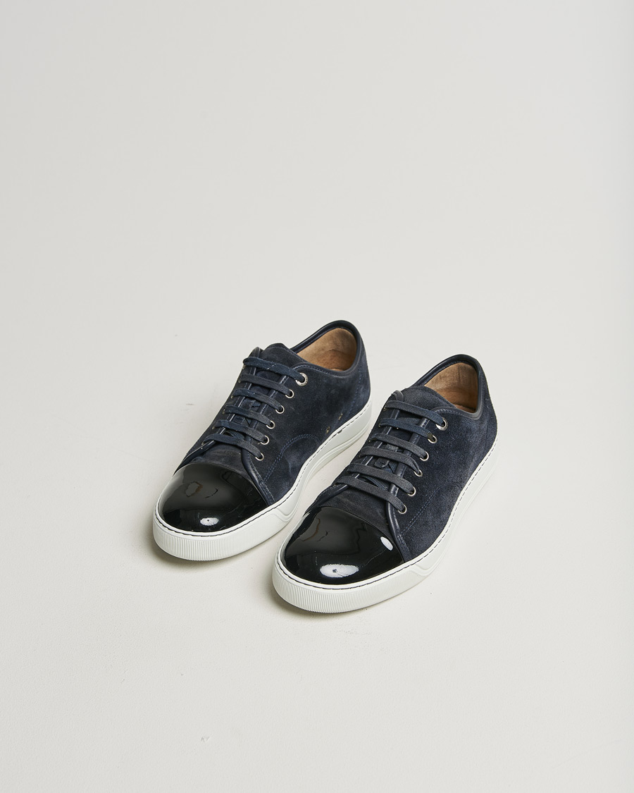 Men | Lanvin Patent Cap Toe Sneaker Navy | Pre-owned | Lanvin Patent Cap Toe Sneaker Navy